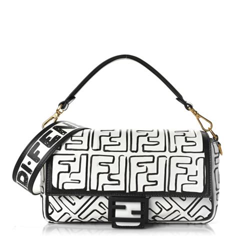 FENDI X JOSHUA VIDES Nappa FF Embossed Baguette White 